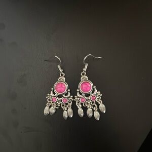 Pink marble stone dangle western jewelry women